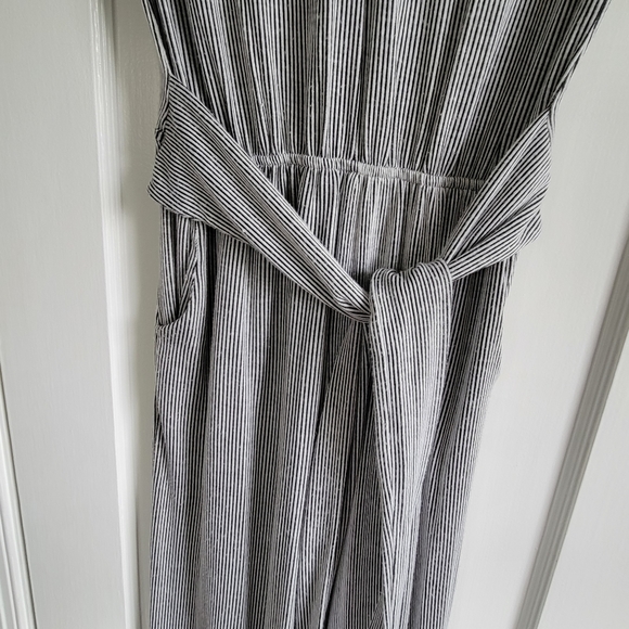 Cotton black and white striped ankle length romper - Picture 2 of 3